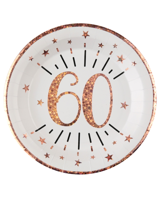 Platos Numero 60 Rosa 22.5cm Carton ***OFERTA DTO NO ACUMULABLE