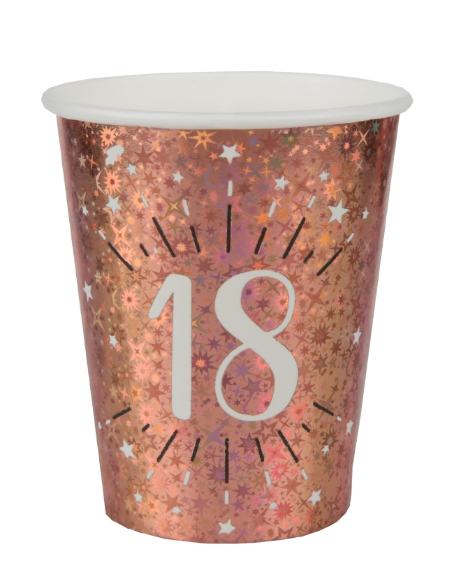 Vasos Rosa Brillante Numero 18 7.8X9.7cm 27cl Carton ***OFERTA DTO NO ACUMULABLE