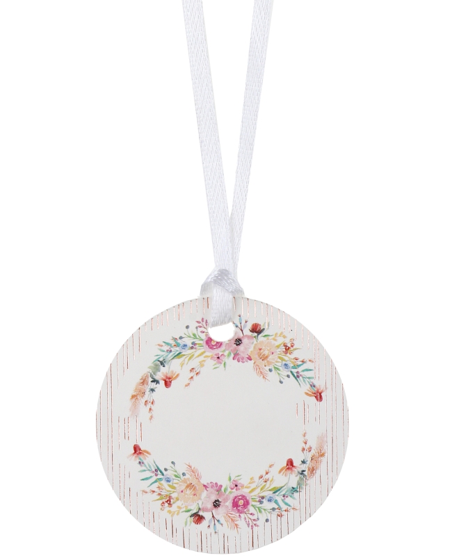 Marcasitio Etiqueta Boda Floral 5cm Carton Y Saten ***OFERTA DTO NO ACUMULABLE