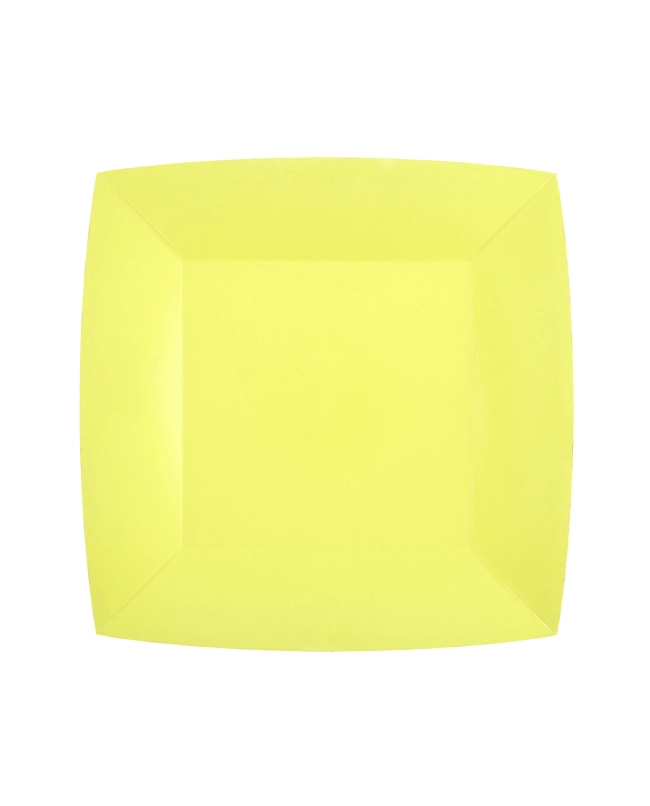 Platos cuadrado peque&ntilde;o Amarillo Limon 18x18cm fibra natural 290gr/m2 ***OFERTA DTO NO ACUMULABLE