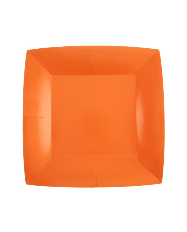 Platos cuadrado peque&ntilde;o Naranja 18x18cm fibra natural 290gr/m2 ***OFERTA DTO NO ACUMULABLE