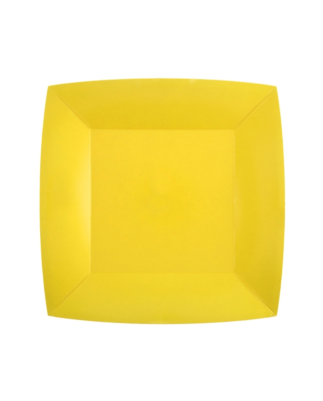 Platos cuadrado pequeño Amarillo 18x18cm fibra natural 290gr/m2