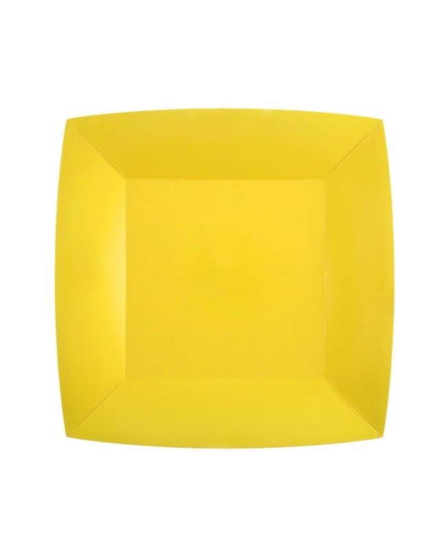 Platos cuadrado peque&ntilde;o Amarillo 18x18cm fibra natural 290gr/m2 ***OFERTA DTO NO ACUMULABLE