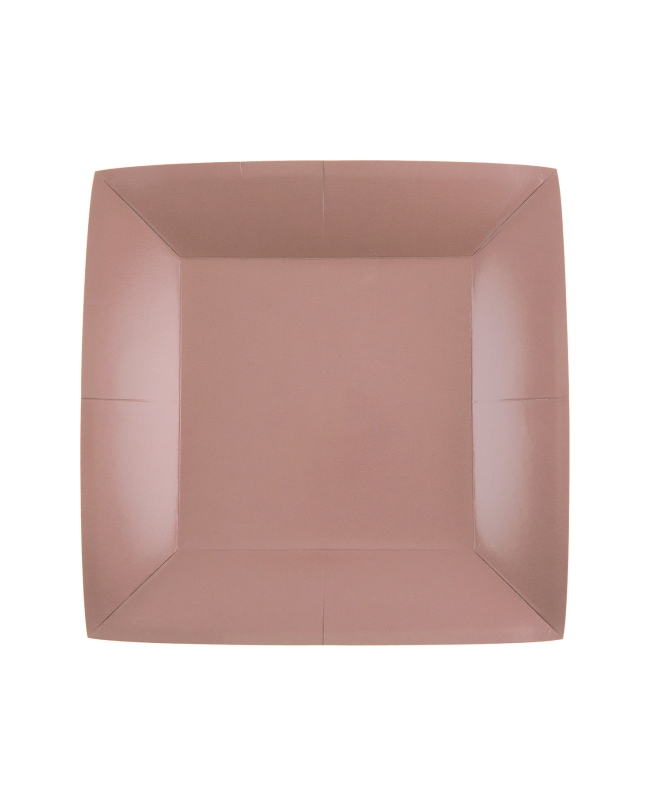 Platos cuadrado peque&ntilde;o Oro Rosado 18x18cm fibra natural 290gr/m2 ***OFERTA DTO NO ACUMULABLE
