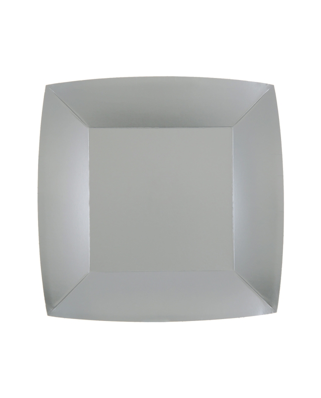 Platos cuadrado peque&ntilde;o Plata 18x18cm fibra natural 290gr/m2 ***OFERTA DTO NO ACUMULABLE