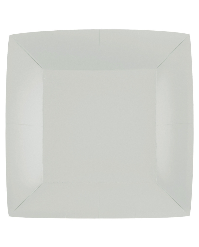 Platos cuadrado grande Gris Perla 23x23cm fibra natural 290gr/m2 ***OFERTA DTO NO ACUMULABLE
