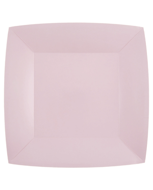 Platos cuadrado grande Rosa Claro 23x23cm fibra natural 290gr/m2 ***OFERTA DTO NO ACUMULABLE