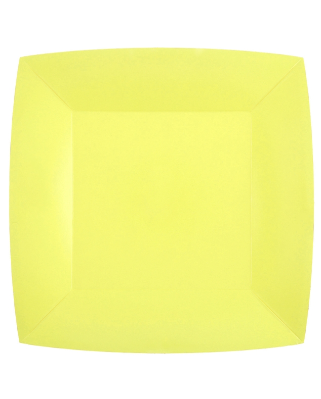 Platos cuadrado grande Amarillo Limon 23x23cm fibra natural 290gr/m2 ***OFERTA DTO NO ACUMULABLE