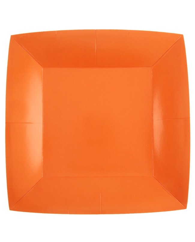 Platos cuadrado grande Naranja 23x23cm fibra natural 290gr/m2 ***OFERTA DTO NO ACUMULABLE