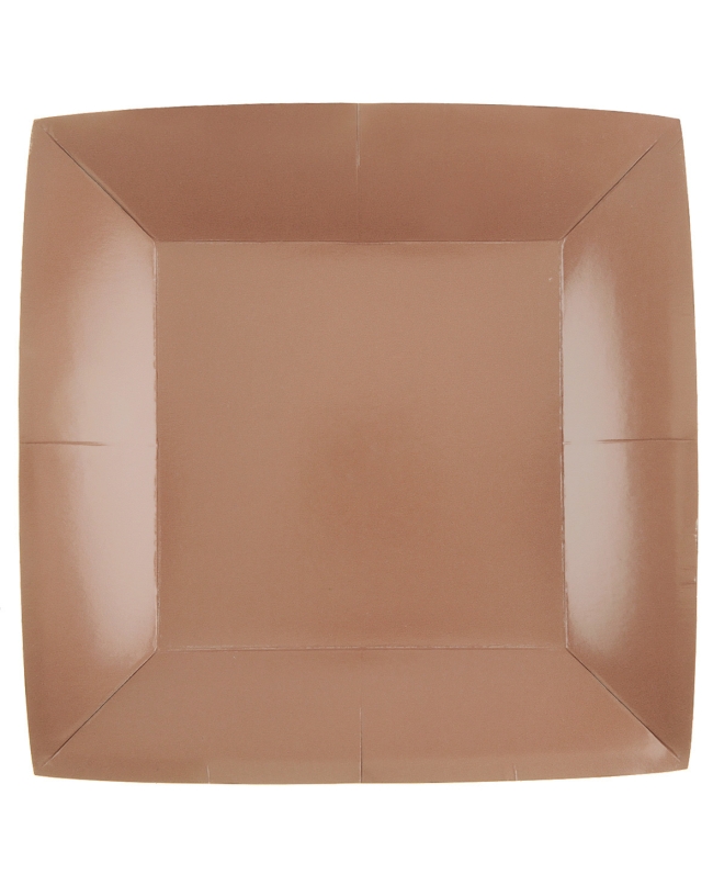 Platos cuadrado grande Bronce 23x23cm fibra natural 290gr/m2 ***OFERTA DTO NO ACUMULABLE