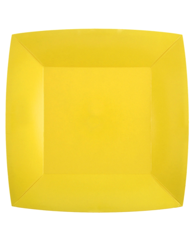 Platos cuadrado grande Amarillo 23x23cm fibra natural 290gr/m2 ***OFERTA DTO NO ACUMULABLE