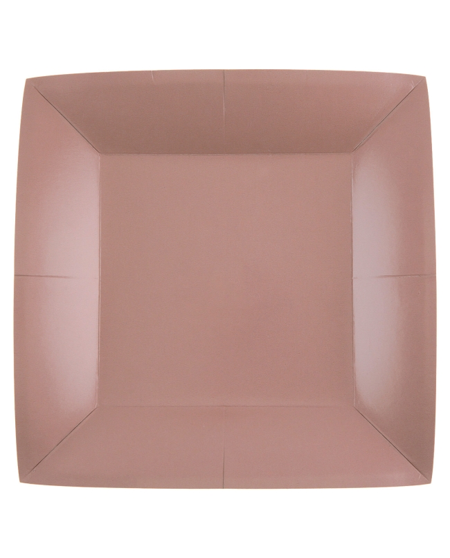Platos cuadrado grande Oro Rosado 23x23cm fibra natural 290gr/m2 ***OFERTA DTO NO ACUMULABLE