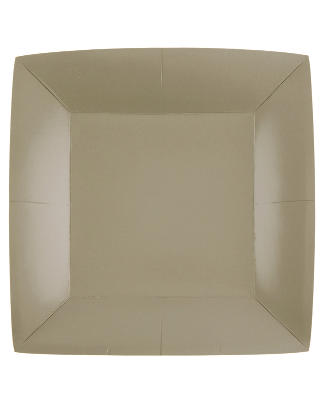 Platos cuadrado grande Marron Gris Topo Topo 23x23cm fibra natural 290gr/m2 ***OFERTA DTO NO ACUMULABLE
