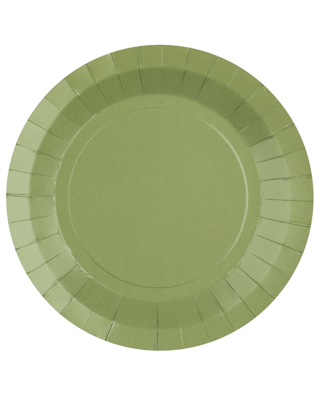 Platos redondo grande Verde Oliva 22.5cm fibra natural 290gr/m2 ***OFERTA DTO NO ACUMULABLE