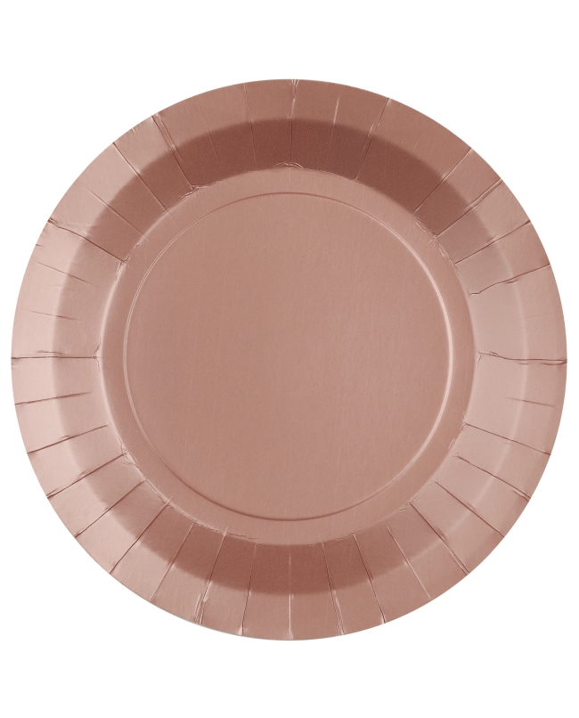 Platos redondo grande Oro Rosado 22.5cm fibra natural 290gr/m2 ***OFERTA DTO NO ACUMULABLE