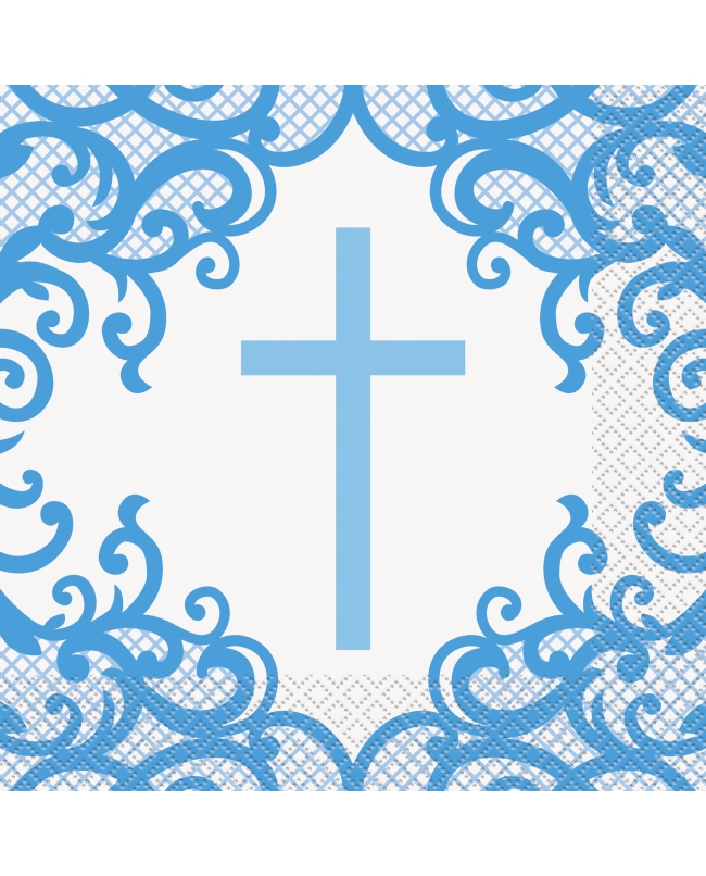 Servilletas 33X33cm Comunion Cruz Azul
