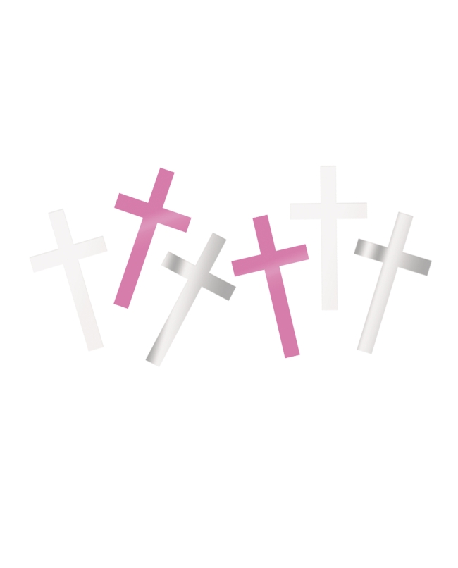 Confeti Cruces Comunion Cruz Rosa Foil 141gr