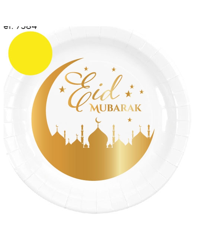 Platos Eid Mubarak Dorado 22.5cm Carton ***OFERTA DTO NO ACUMULABLE