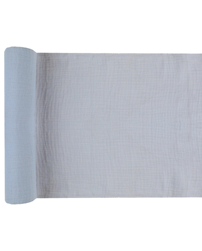 Camino Mesa Arrugado Azul Pastel 26cm X 3m Algodon ***OFERTA DTO NO ACUMULABLE