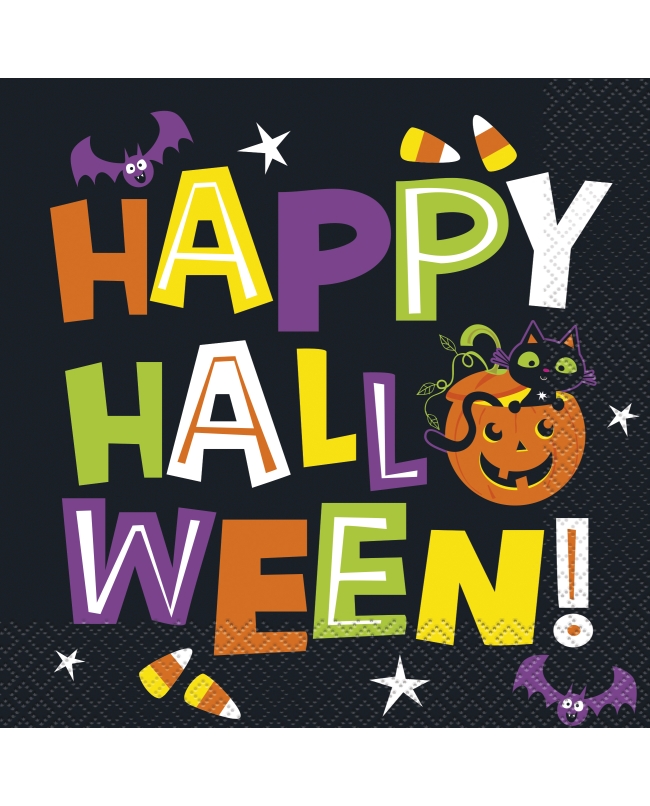 Servilletas 33X33cm Gato Y Calabaza Happy Halloween