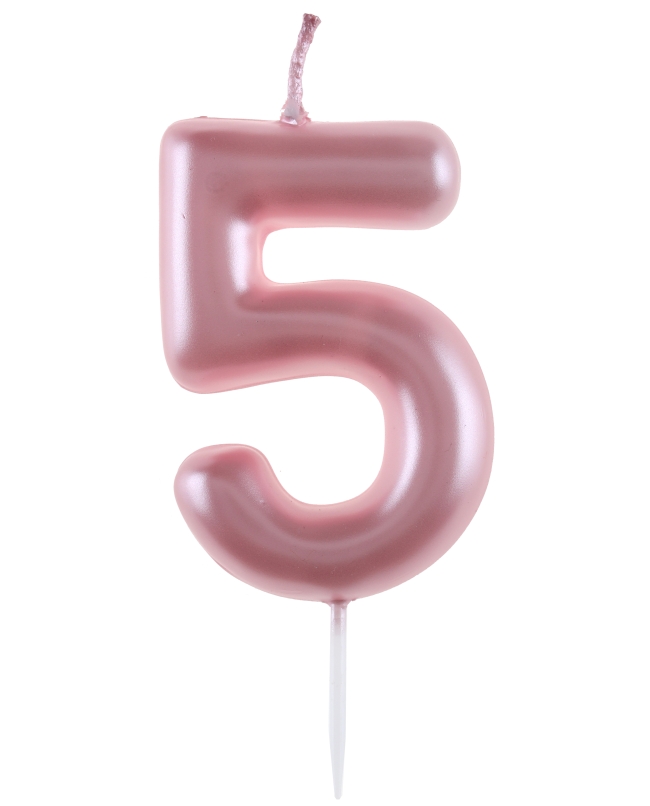 Vela Rosa Pstl Numero 5 4X9cm Parafina Y Plastico ***OFERTA DTO NO ACUMULABLE