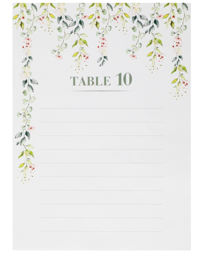 Marcasitios Mesa 1-10 Boda Verde 15 X 21cm Papel ***OFERTA DTO NO ACUMULABLE