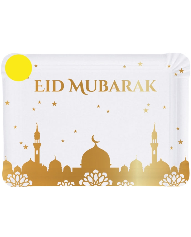 Bandejas Eid Mubarak Dorado 28.5 X 19.5cm Carton ***OFERTA DTO NO ACUMULABLE