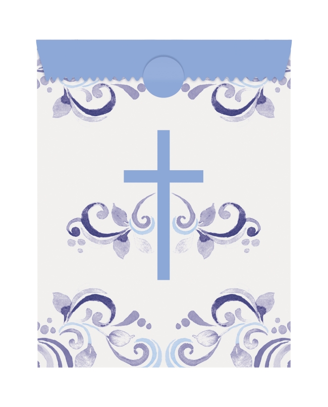 Bolsas Papel Comunion Cruz Azul 28 X 12,7cm