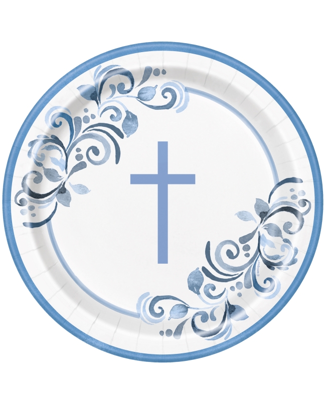 Platos 22,5cm Comunion Cruz Azul