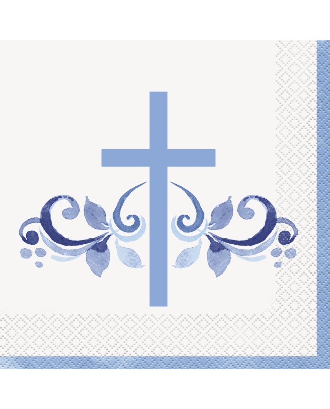 Servilletas 33X33cm Comunion Cruz Azul