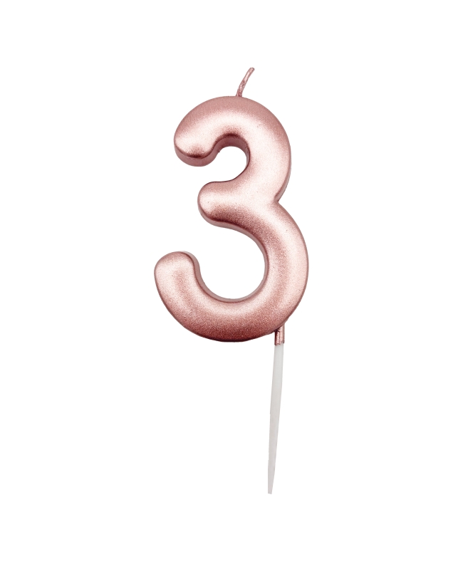 Vela Oro Rosa Metal Nº 3