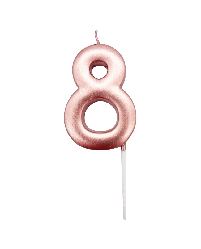 Vela Oro Rosa Metal Nº 8