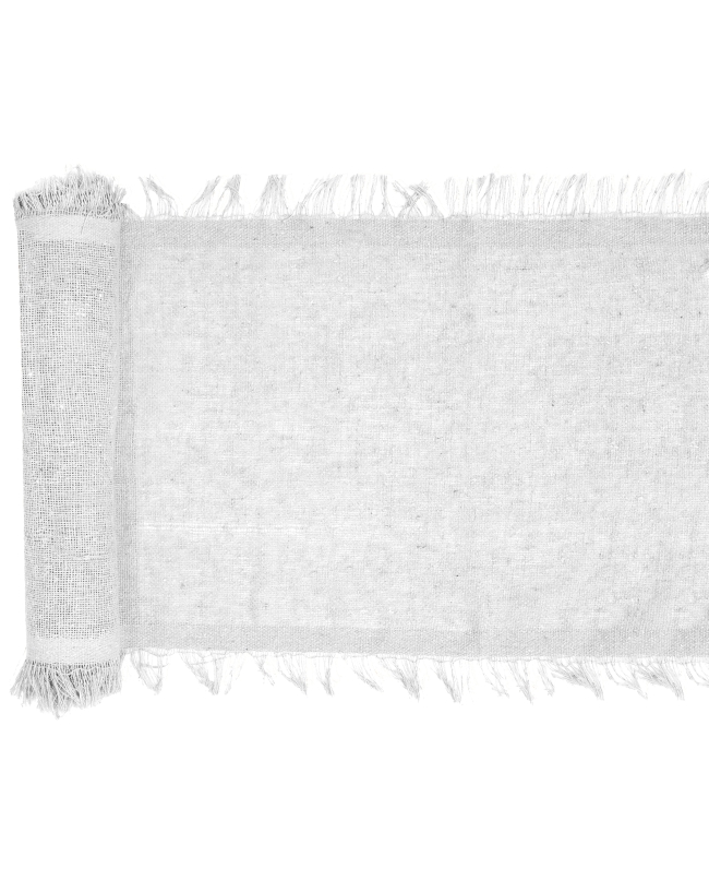 Camino Mesa Flecos Blanco 26cm X 3m Algodon ***OFERTA DTO NO ACUMULABLE