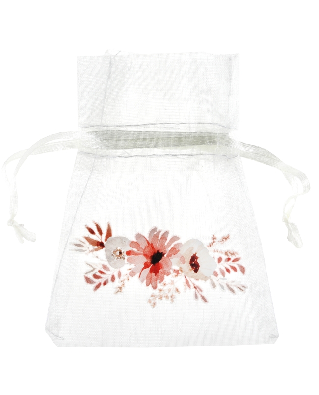 Bolsas Amor Floral Marfil 7.5X10cm T.Organza ***OFERTA DTO NO ACUMULABLE