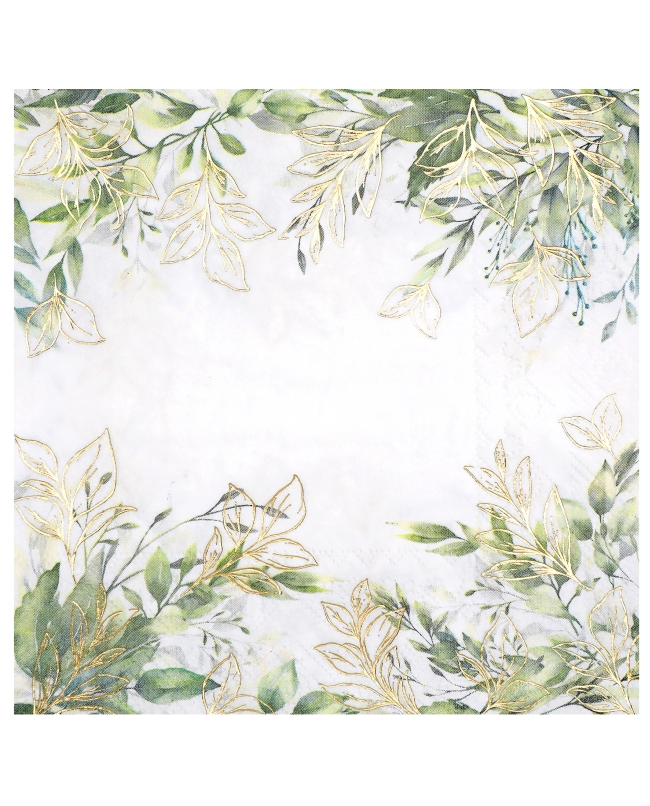 Servilletas Follaje Verde 33 X 33cm Papel 3 Capas ***OFERTA DTO NO ACUMULABLE