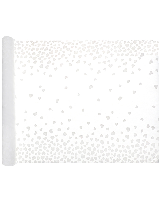 Camino Mesa Corazones Blanco 48cm x 3m Velo Poliester ***OFERTA DTO NO ACUMULABLE