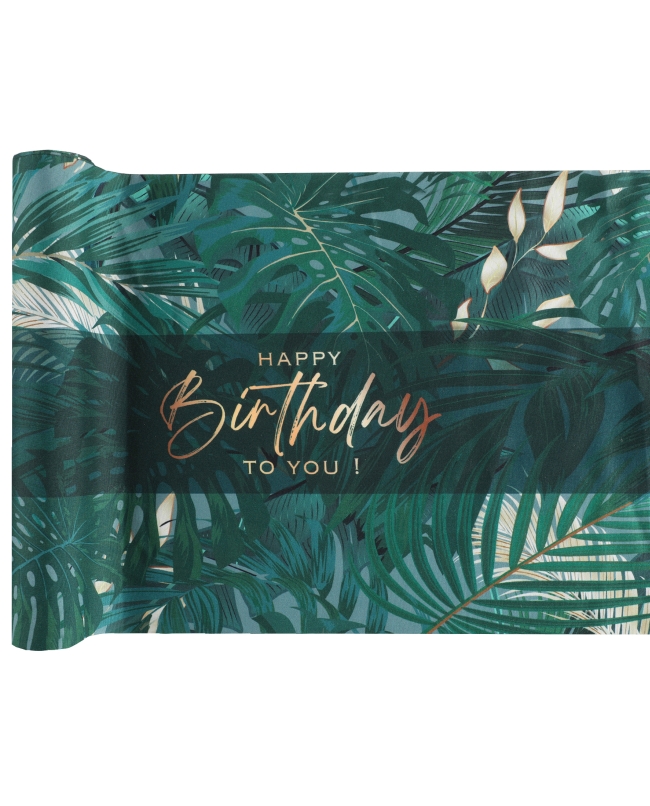 Camino Mesa Happy Bday Jungla 28cm X 3m Poliester Popelina ***OFERTA DTO NO ACUMULABLE