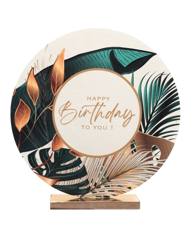 Centro Mesa Happy Bday Jungla 19.5 X 4 X 20.5cm Madera ***OFERTA DTO NO ACUMULABLE