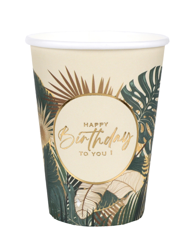 Vasos Happy Bday Jungla 7.8 X 9.7cm 27cl Carton ***OFERTA DTO NO ACUMULABLE