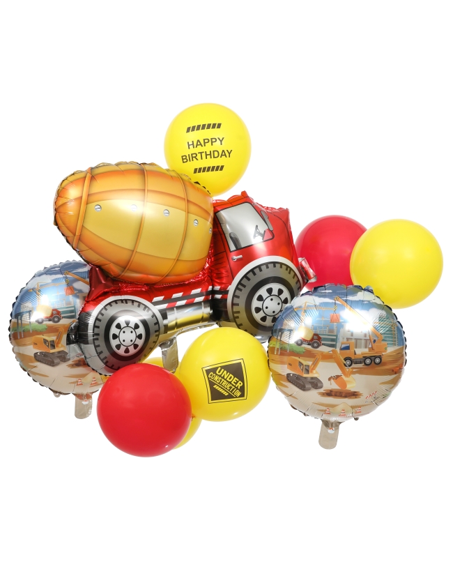Kit Globos Foil Construccion 2 X 45cm, Forma 82 X 68cm, 5 Latex 30cm Y Cinta ***OFERTA DTO NO ACUMULABLE