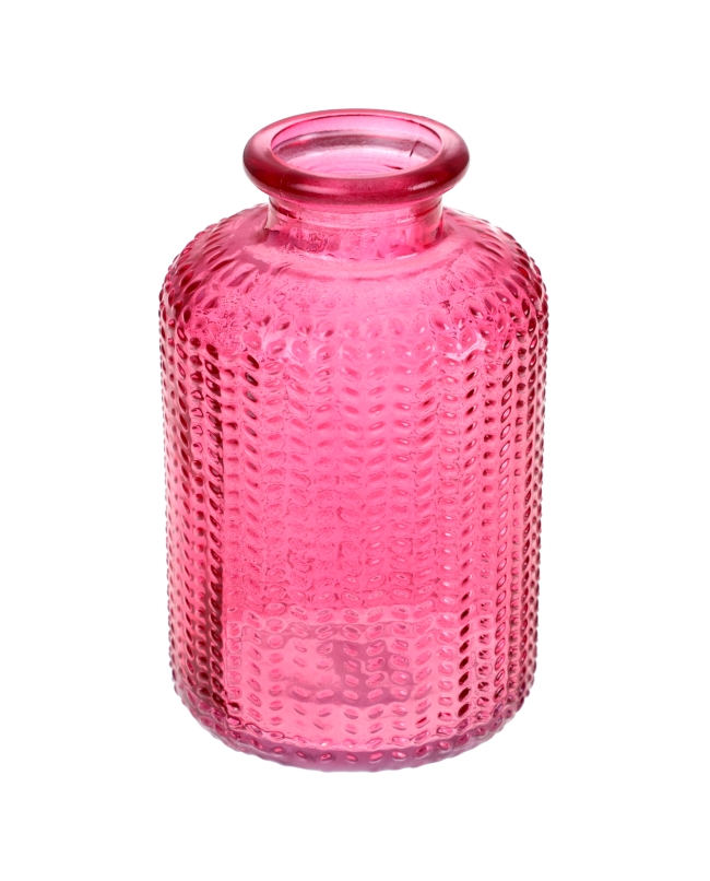 Jarron Botella Fucsia 6X10cm Vidrio