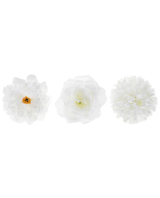 Flores Surtidas Blancas 7cm, 9cm Y 10cm Poliester ***OFERTA DTO NO ACUMULABLE