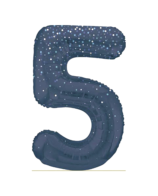 Forma Numero Glitz 5 Azul Prism. 86cm