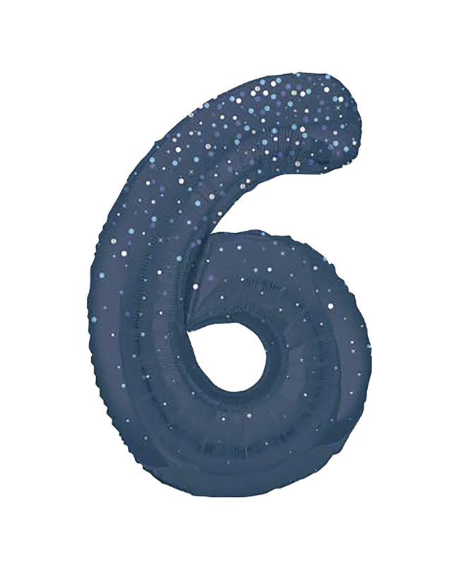 Forma Numero Glitz 6 Azul Prism. 86cm