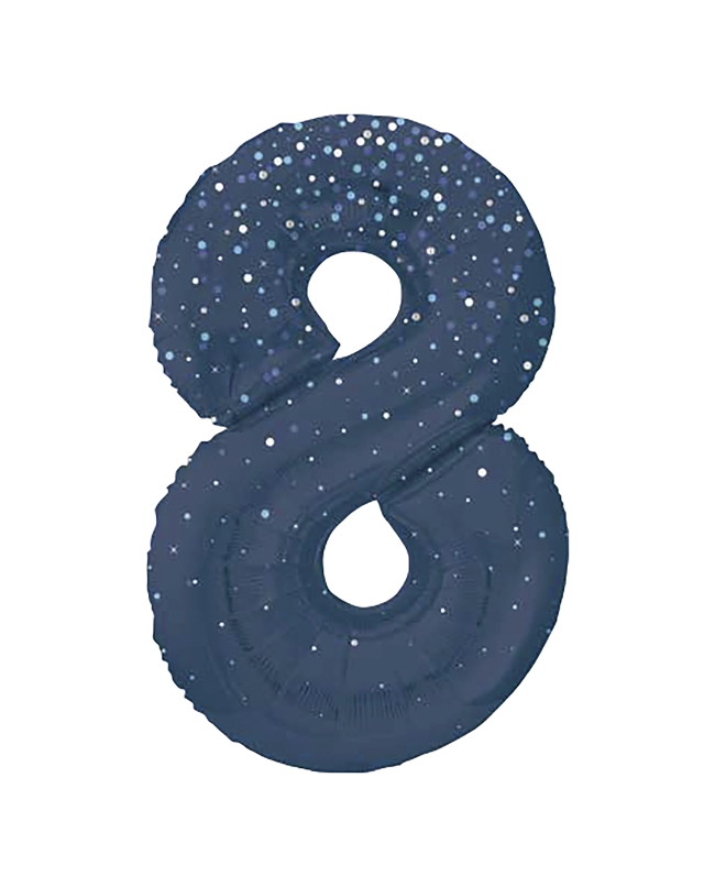 Forma Numero Glitz 8 Azul Prism. 86cm