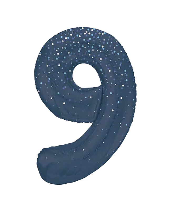 Forma Numero Glitz 9 Azul Prism. 86cm