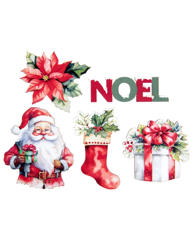 Deco Mesa Confeti Noel 3.6X6 / 4.7X5 / 5.2X6cm Madera ***OFERTA DTO NO ACUMULABLE