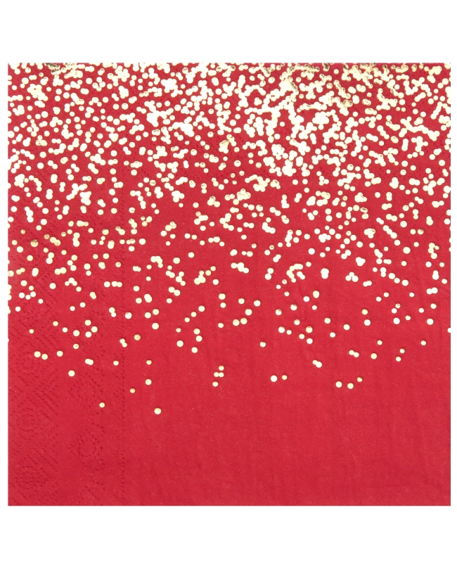 Servilletas Confeti Oro Rojo 33X33cm Papel 3 capas ***OFERTA DTO NO ACUMULABLE