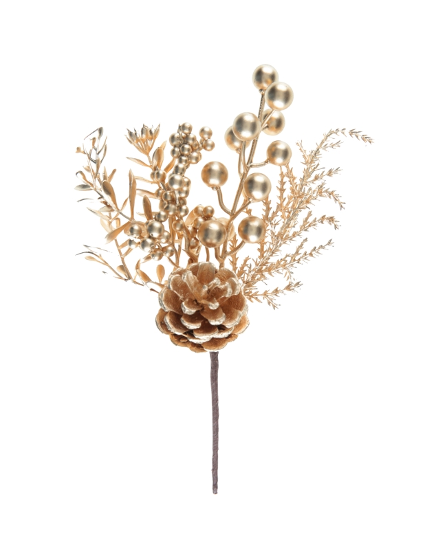Decoracion Rama Piña Oro 11X23cm Plast. ***OFERTA DTO NO ACUMULABLE