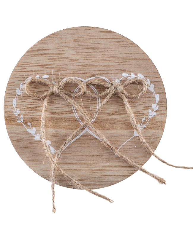 Soporte Anillo Boda Natural 15cm Madera Y Yute ***OFERTA DTO NO ACUMULABLE